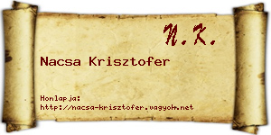 Nacsa Krisztofer névjegykártya
